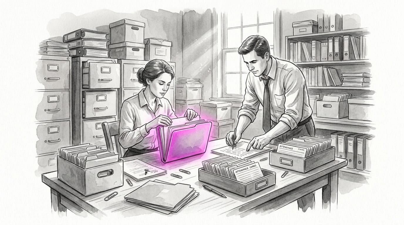 One employee record reconciled from attendance and payroll documents