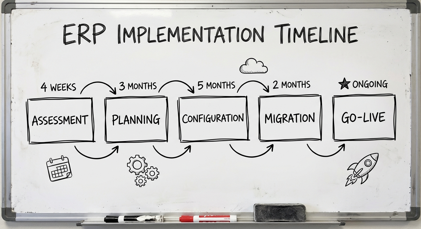 ERP implementation phases from discovery to go-live