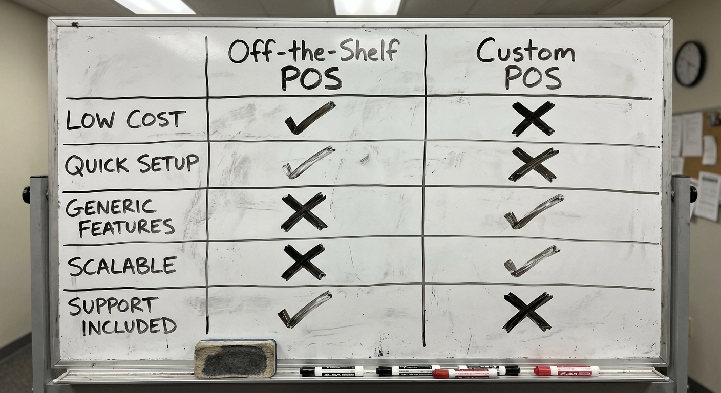 POS feature comparison between off-the-shelf and custom solutions